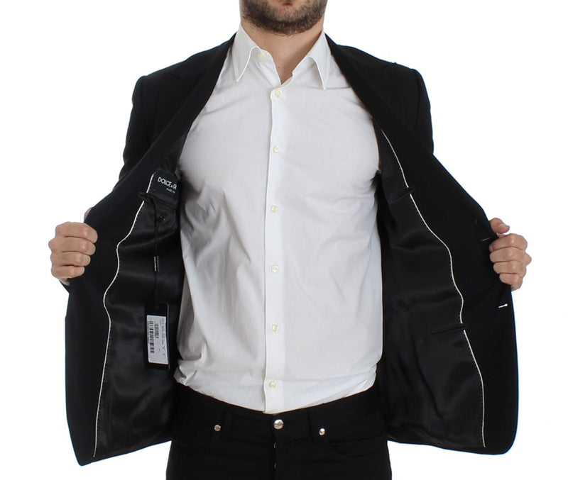 Black wool slim fit blazer