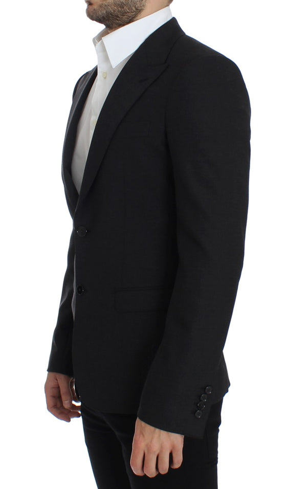 Gray wool slim fit blazer