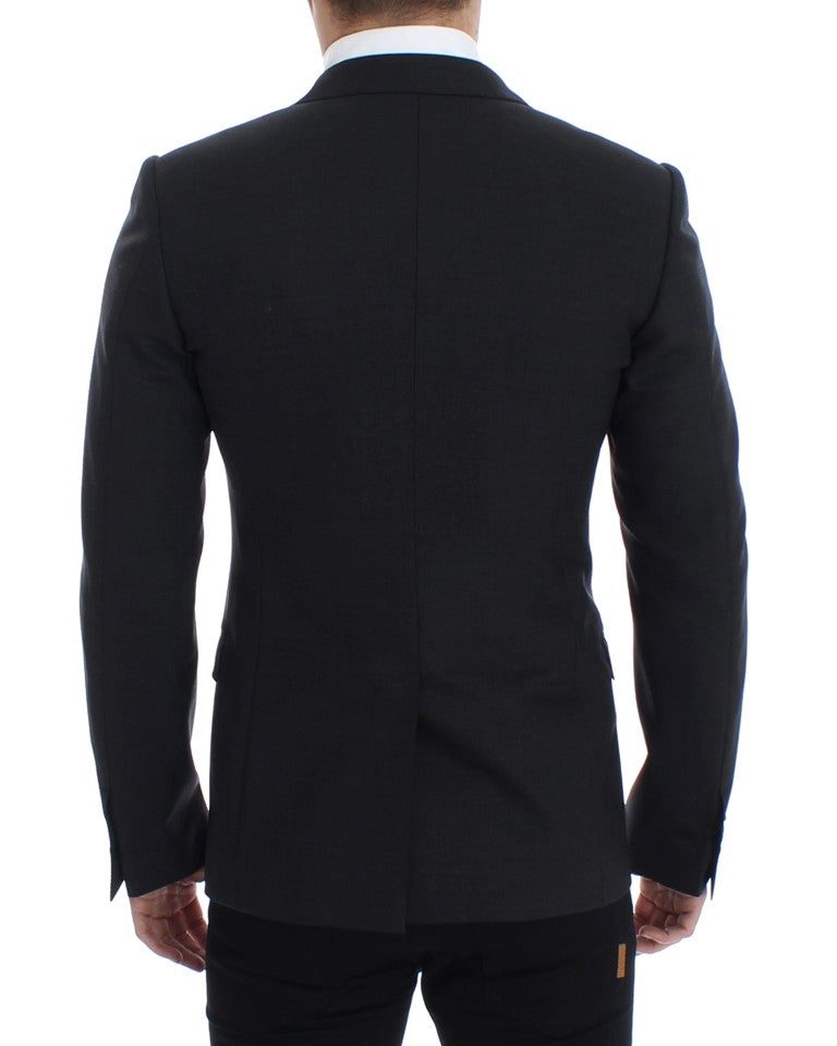 Gray wool slim fit blazer