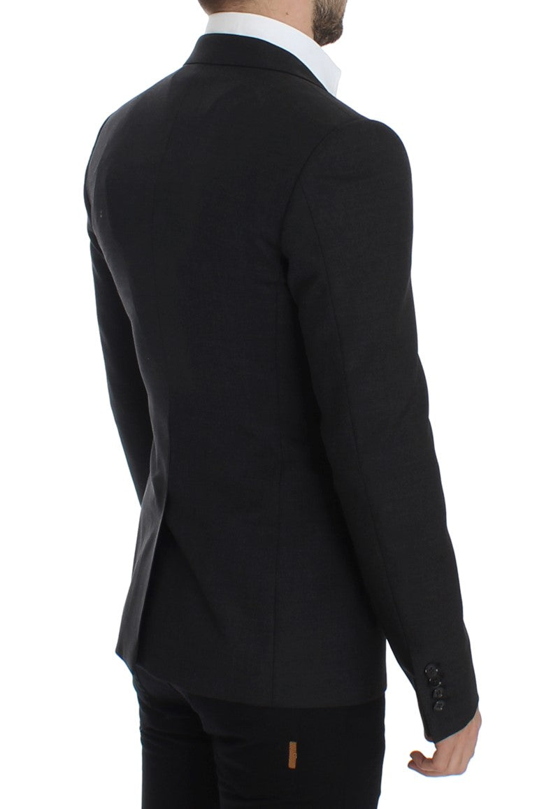 Gray wool slim fit blazer
