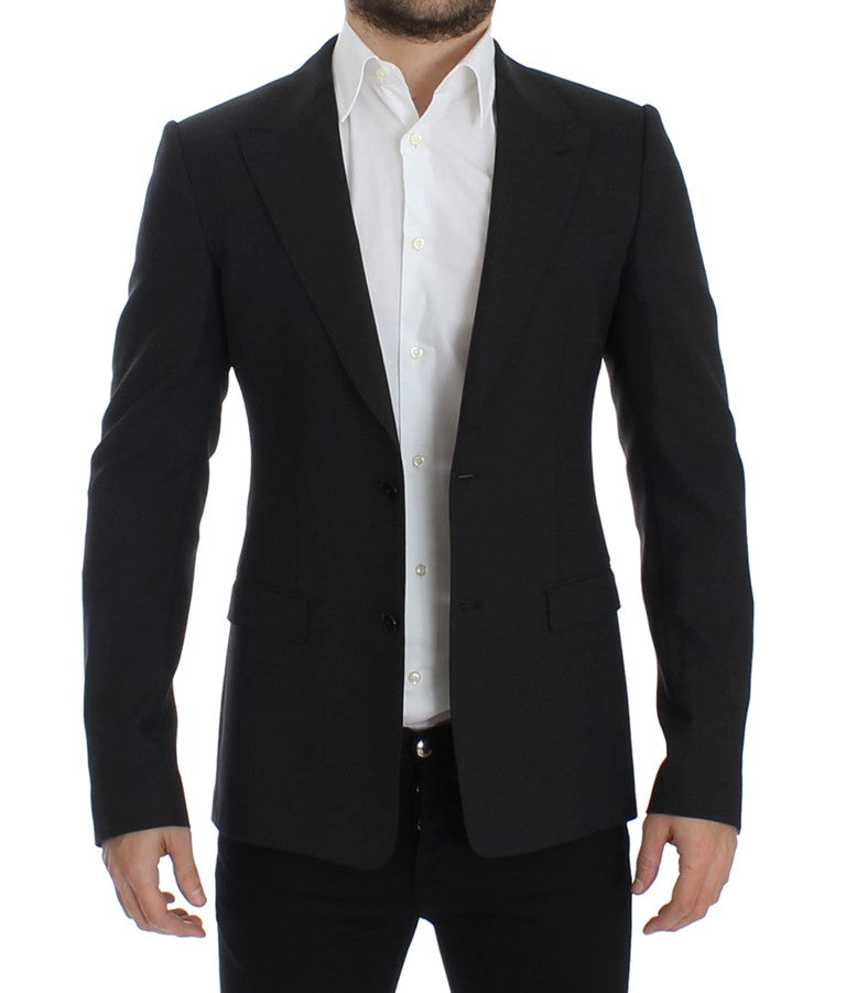 Gray wool slim fit blazer