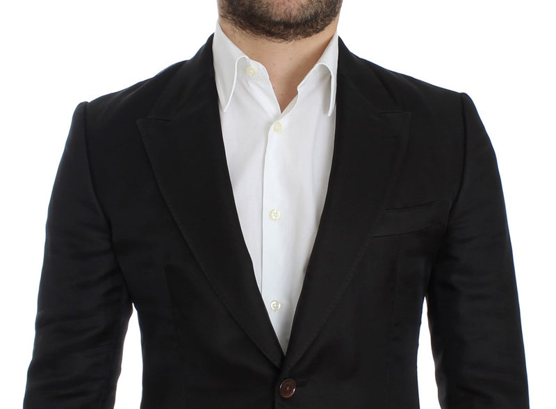 Black silk slim fit blazer