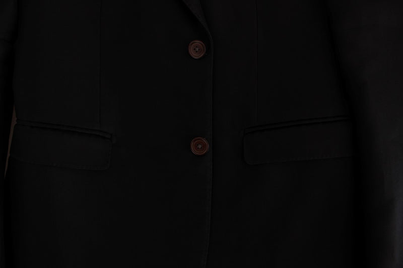 Black silk slim fit blazer