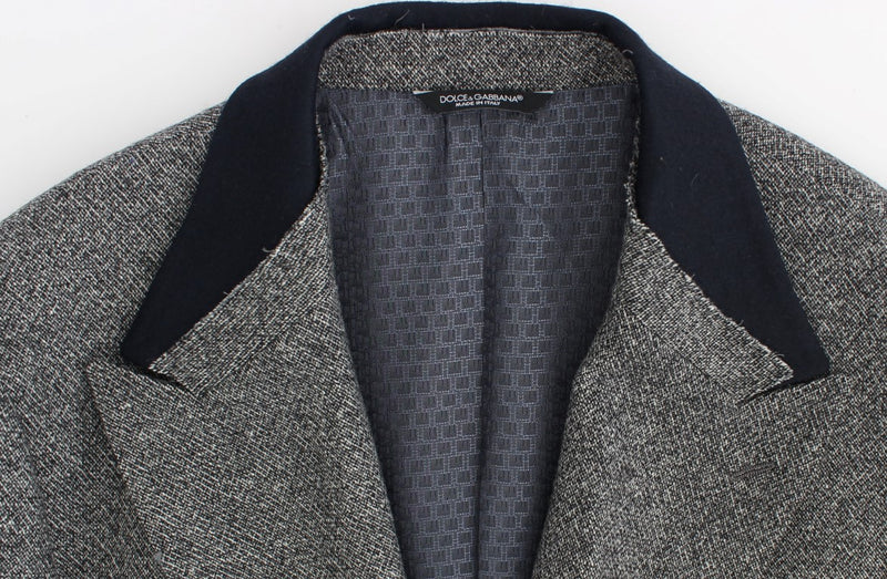 Gray wool double breasted blazer