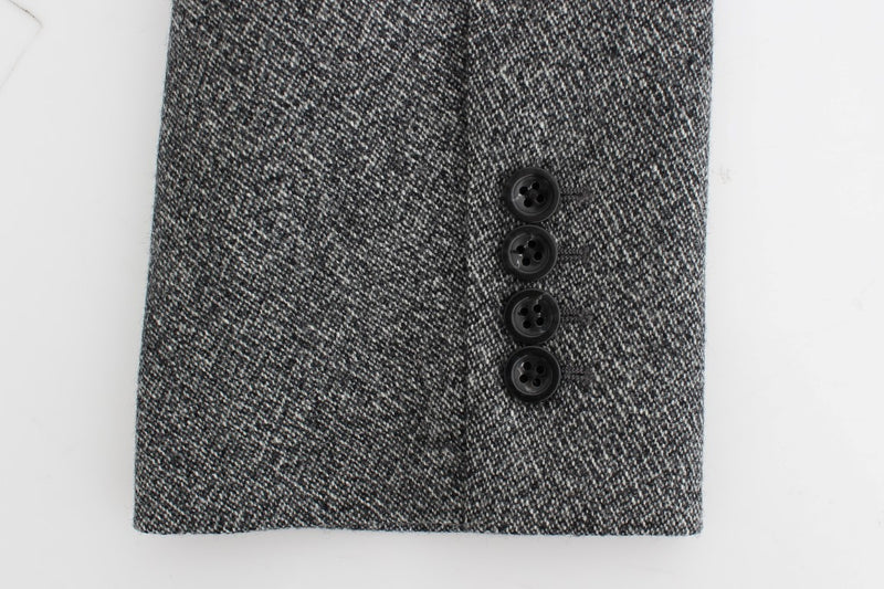 Gray wool double breasted blazer