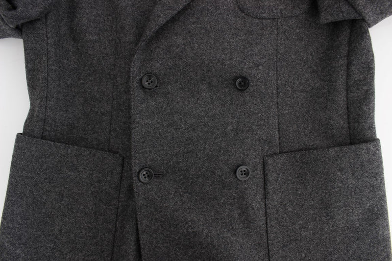 Gray wool double breasted blazer