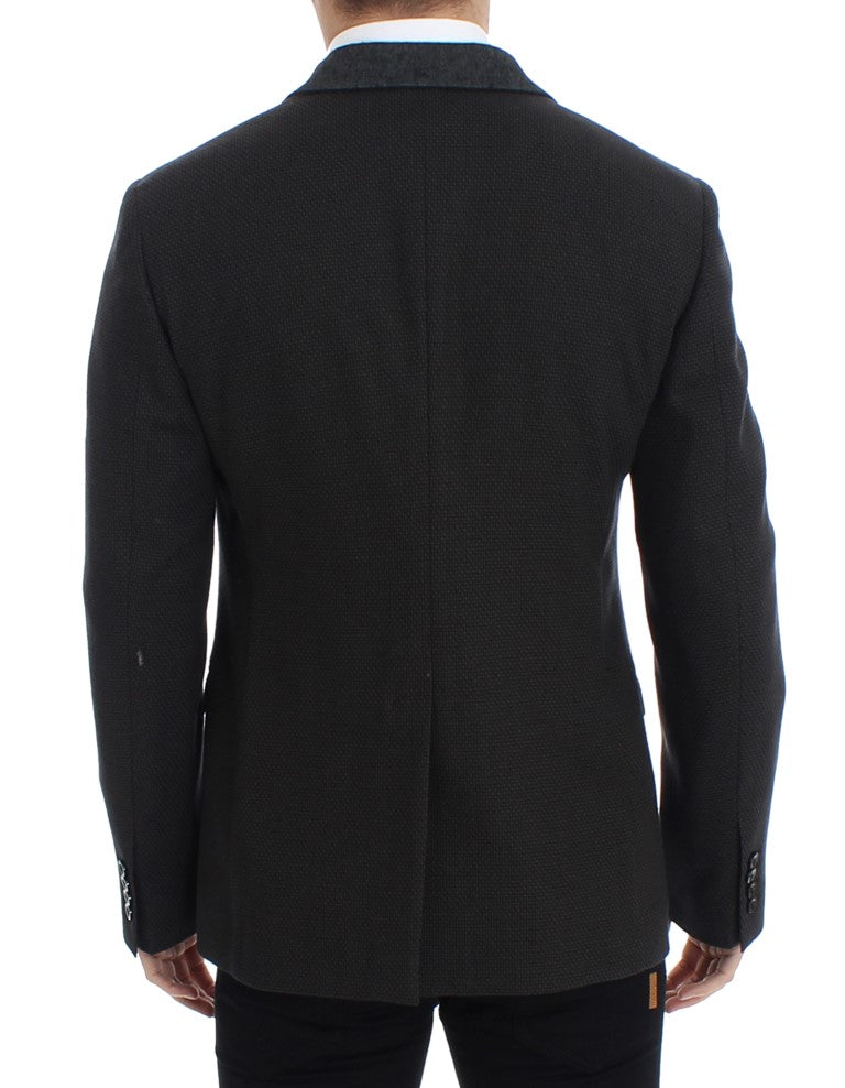 Brown wool slim fit blazer