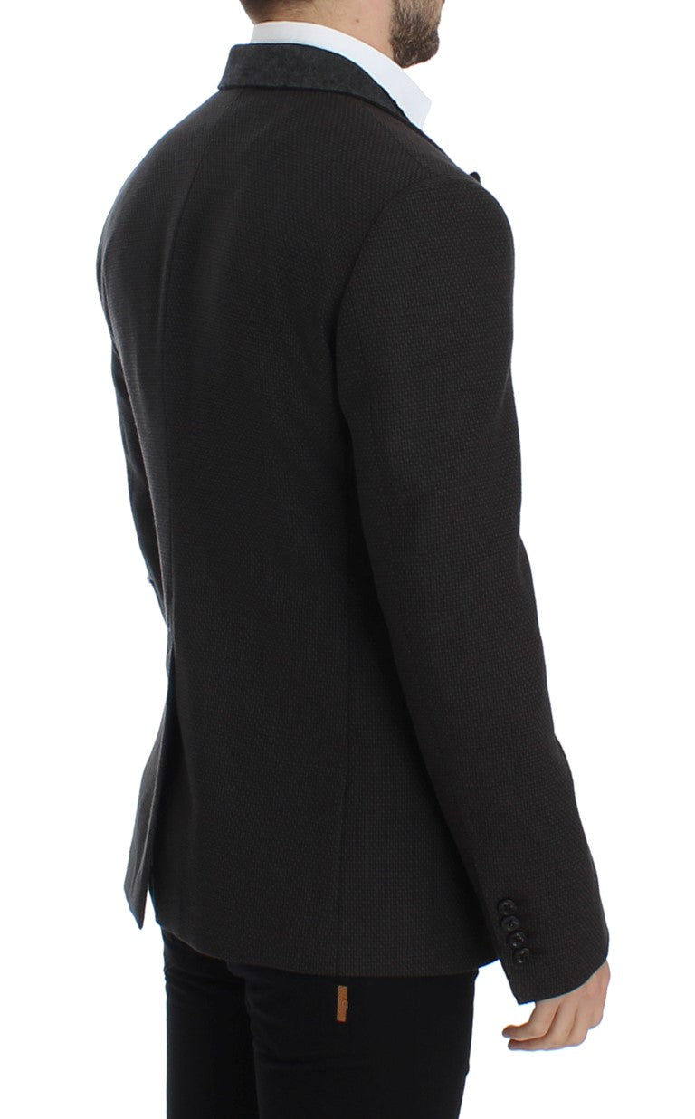Brown wool slim fit blazer
