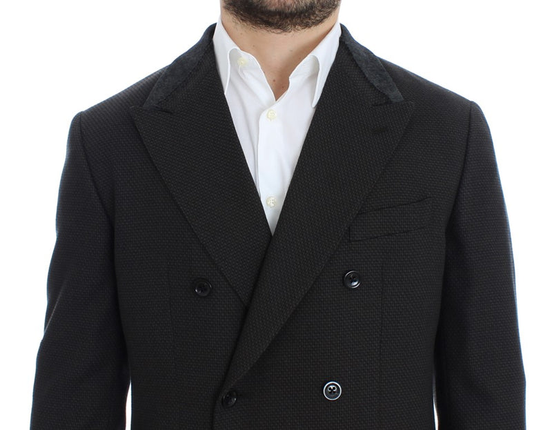 Brown wool slim fit blazer