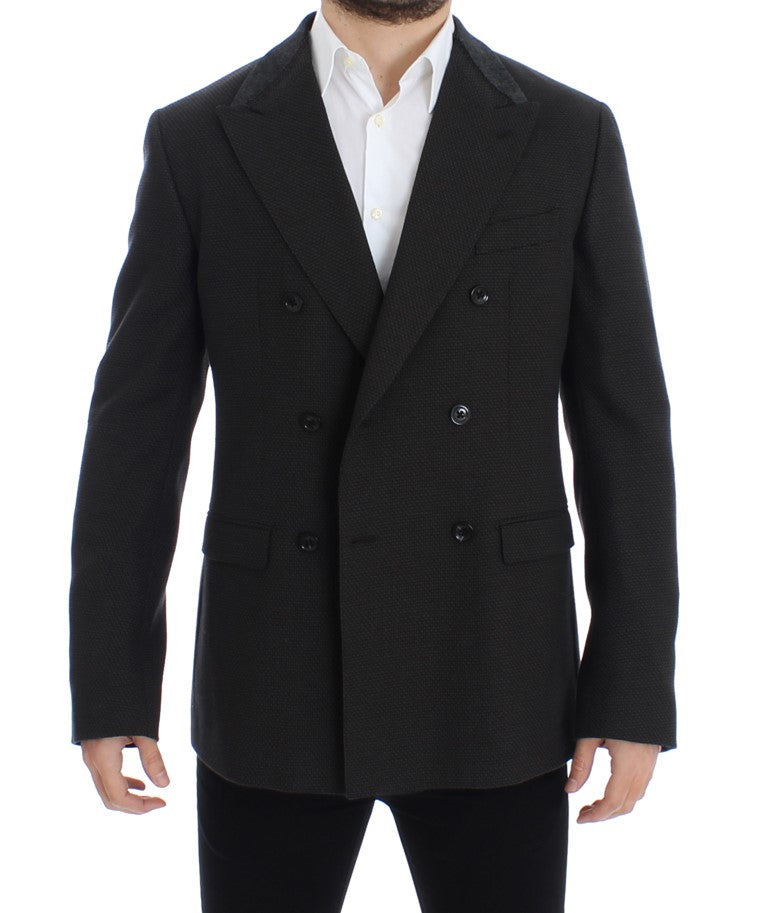 Brown wool slim fit blazer