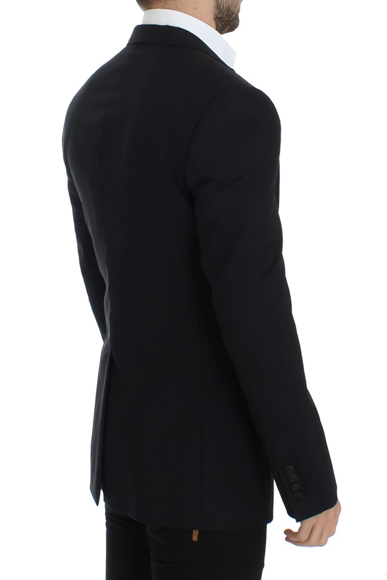 Black wool stretch slim fit blazer