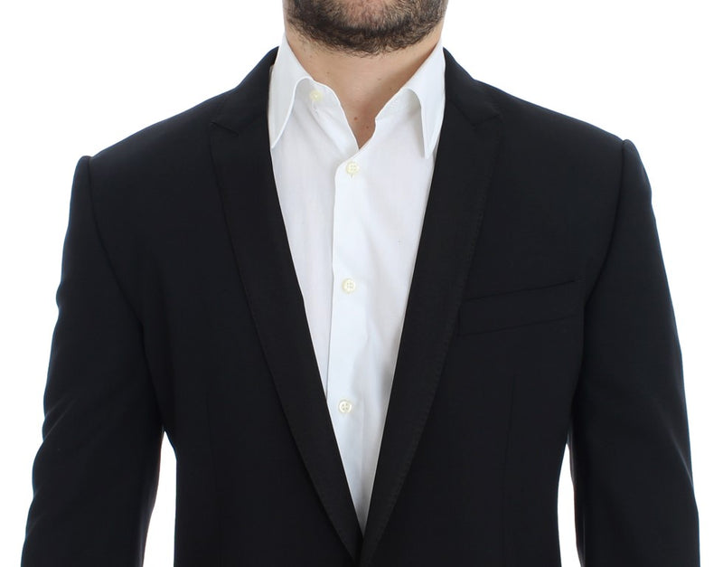 Black wool stretch slim fit blazer