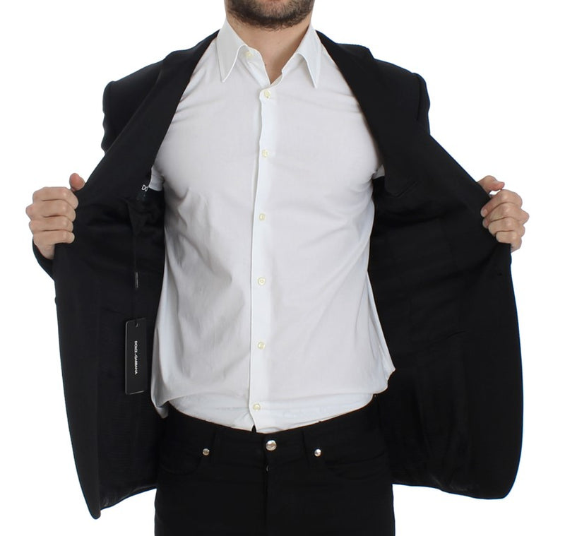 Black wool stretch slim fit blazer