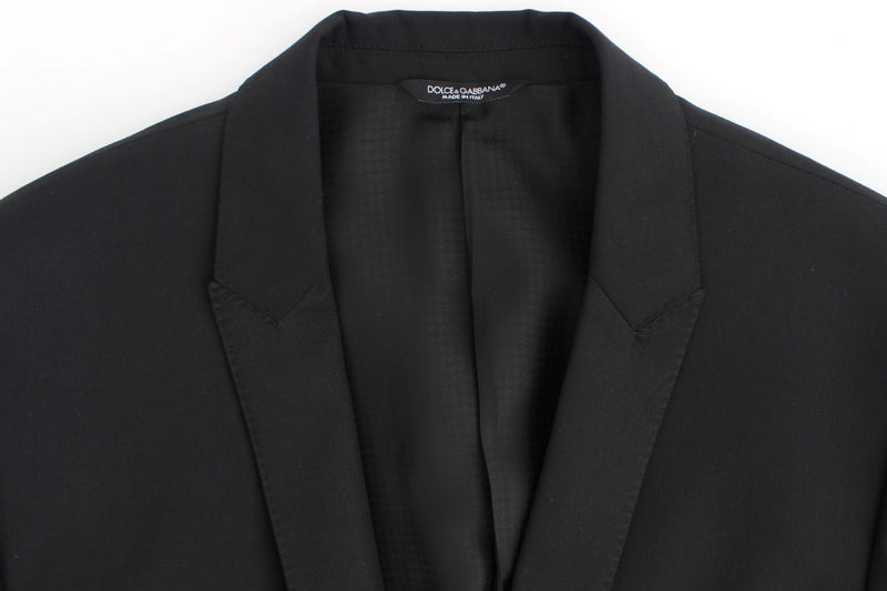 Black wool stretch slim fit blazer