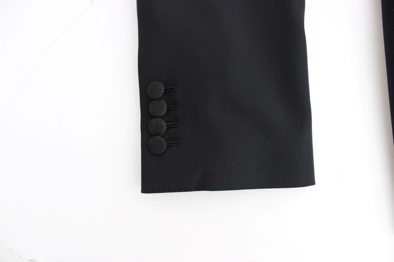 Black wool stretch slim fit blazer