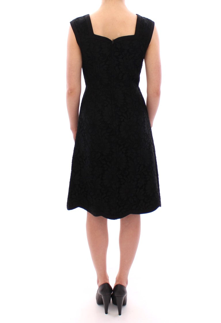 Black floral lace sicily runway dress