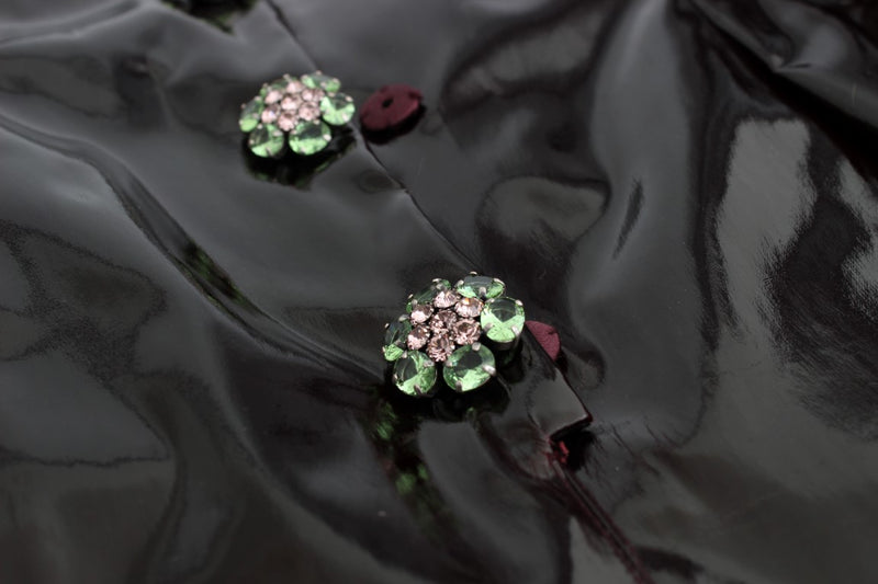 Black patent floral HANDPAINTED dress