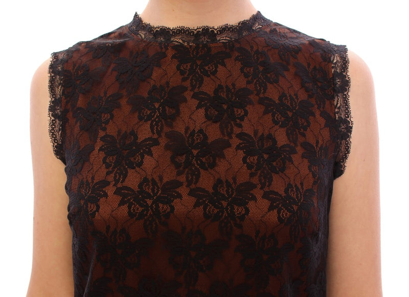 Orange floral lace shift dress