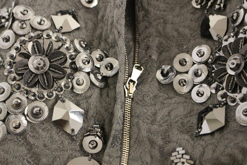 Black floral crystal embedded dress