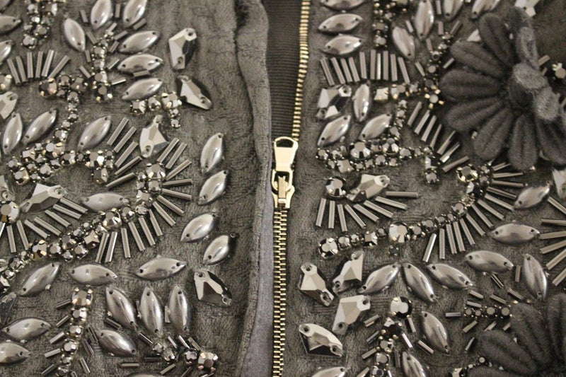 Black floral crystal embedded dress