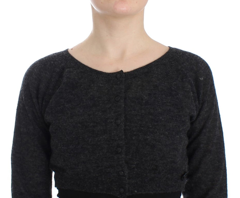 Gray Knit Wool Cardigan Sweater