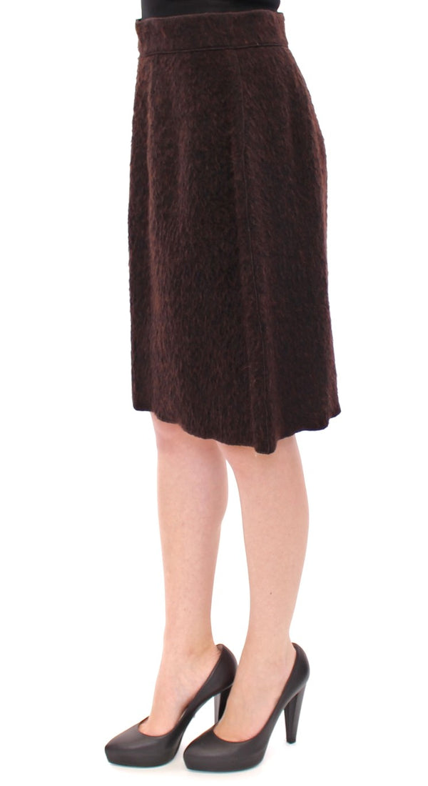 Brown Fur Above Knee Zipper Skirt