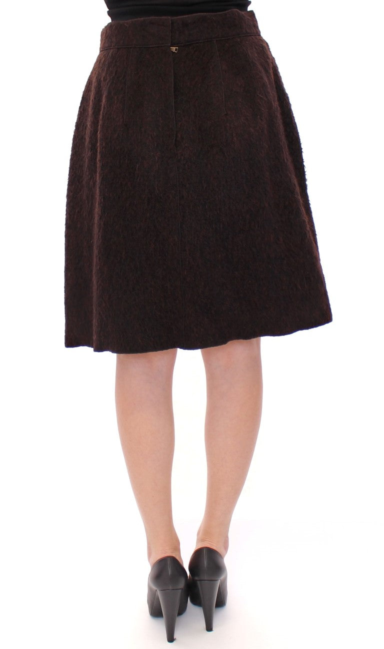 Brown Fur Above Knee Zipper Skirt