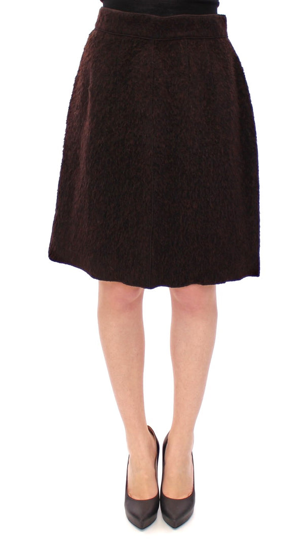 Brown Fur Above Knee Zipper Skirt