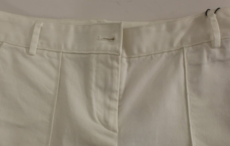 White Cotton Cropped Cargo Pants