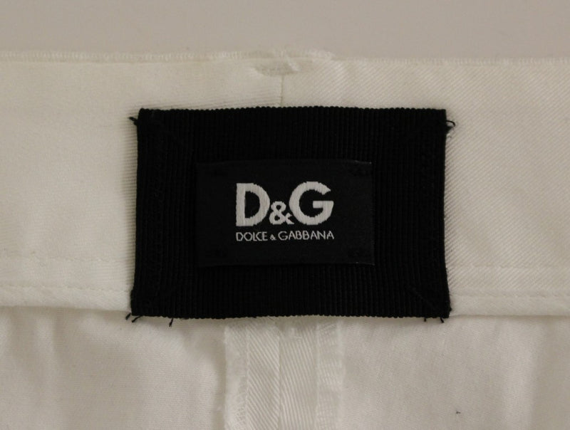 White Cotton Cropped Cargo Pants
