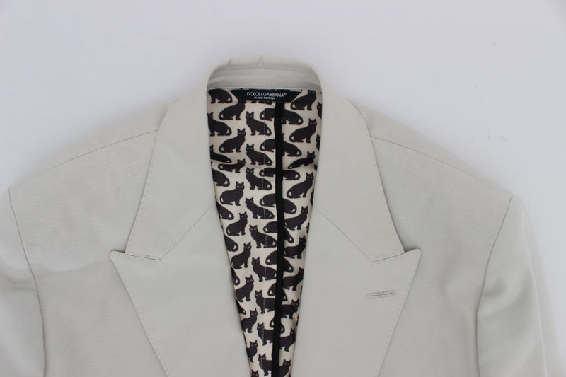 White Cotton Stretch Blazer Jacket