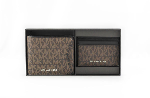 Gifting Leather Billfold Wallet & Card Case Gift Box (Brown/Black)