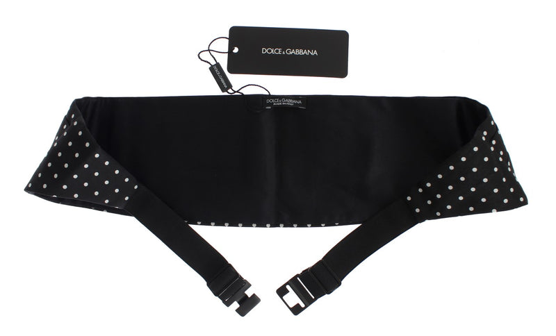 Black Polka Dotted Waist Belt Silk Cummerbund