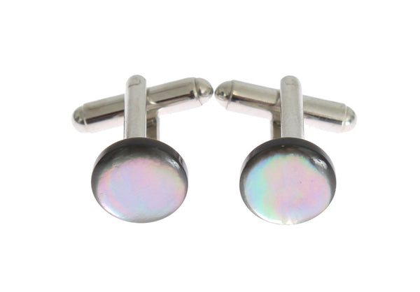 Silver Brass Round Cufflinks