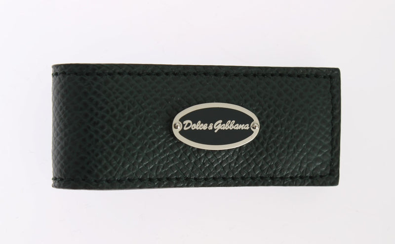 Green Leather Magnet Money Clip