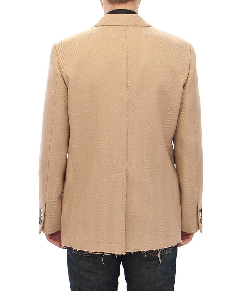 Beige Double Breasted Coat Jacket