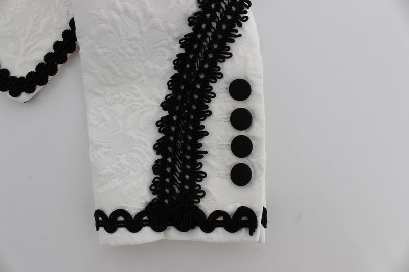 White Black Brocade Torero Blazer Jacket