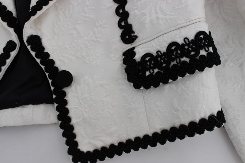 White Black Brocade Torero Blazer Jacket