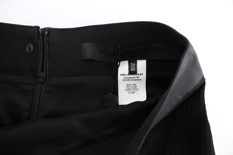 Black Wool Straight Pencil Skirt