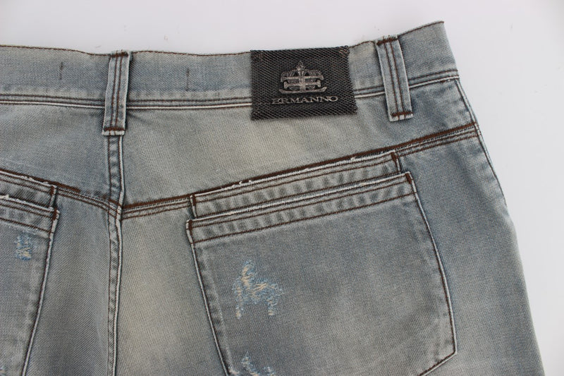 Blue Wash Cotton Denim Baggy Fit Jeans