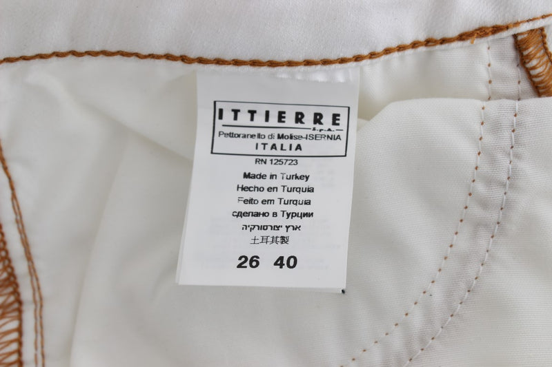 White Cotton Blend Slim Fit Jeans