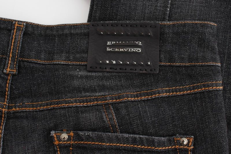 Gray Cotton Slim Fit Denim Jeans