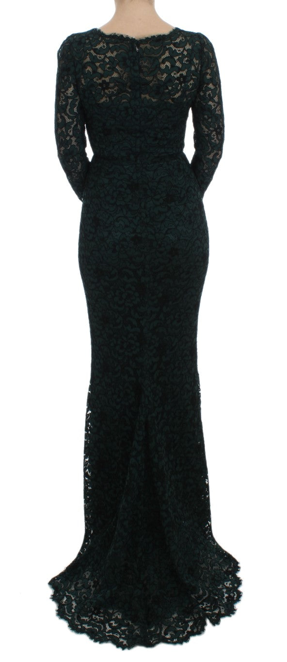 Green Lace Sheath Long Gown Ball Dress