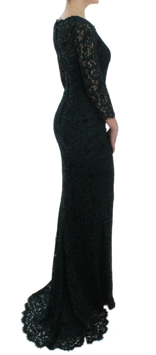 Green Lace Sheath Long Gown Ball Dress