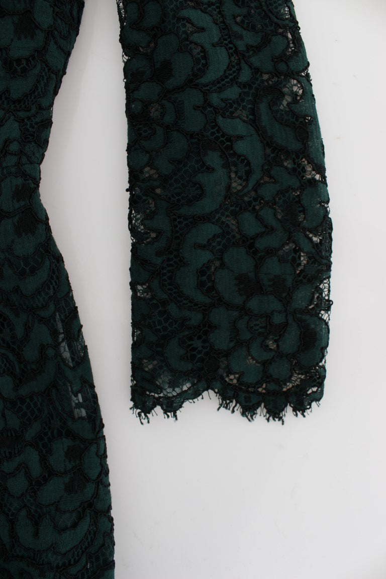 Green Lace Sheath Long Gown Ball Dress