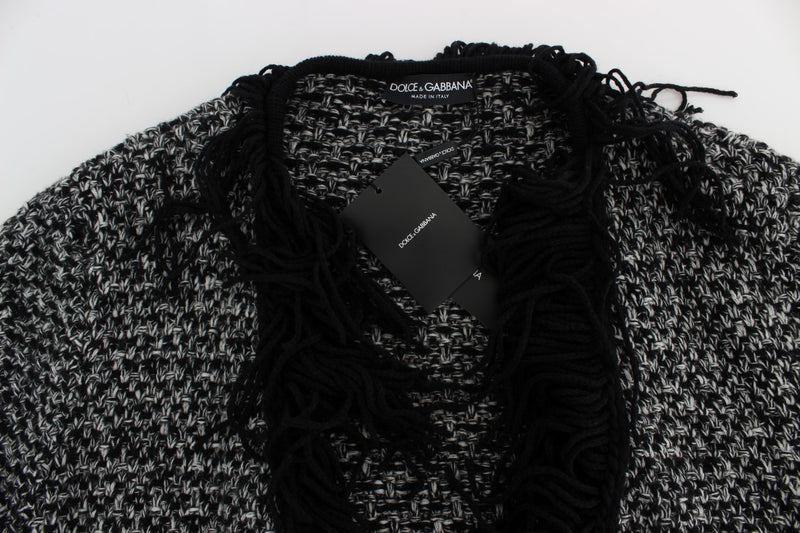Black Gray Long Cape Cardigan Sweater