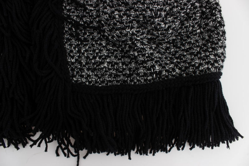 Black Gray Long Cape Cardigan Sweater