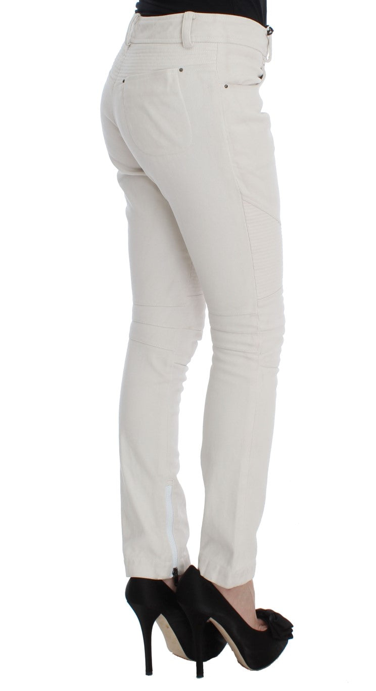 Beige Cotton Slim Fit Denim Jeans
