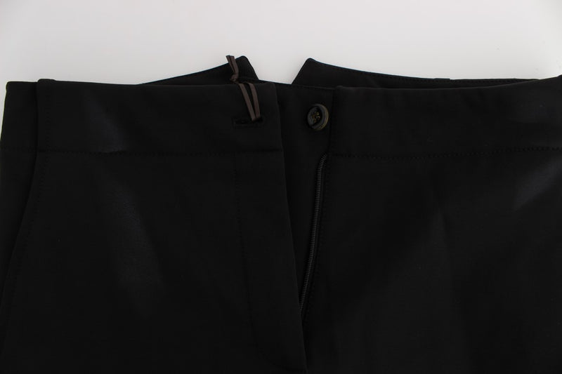 Black Cotton Blend Capri Cropped Pants