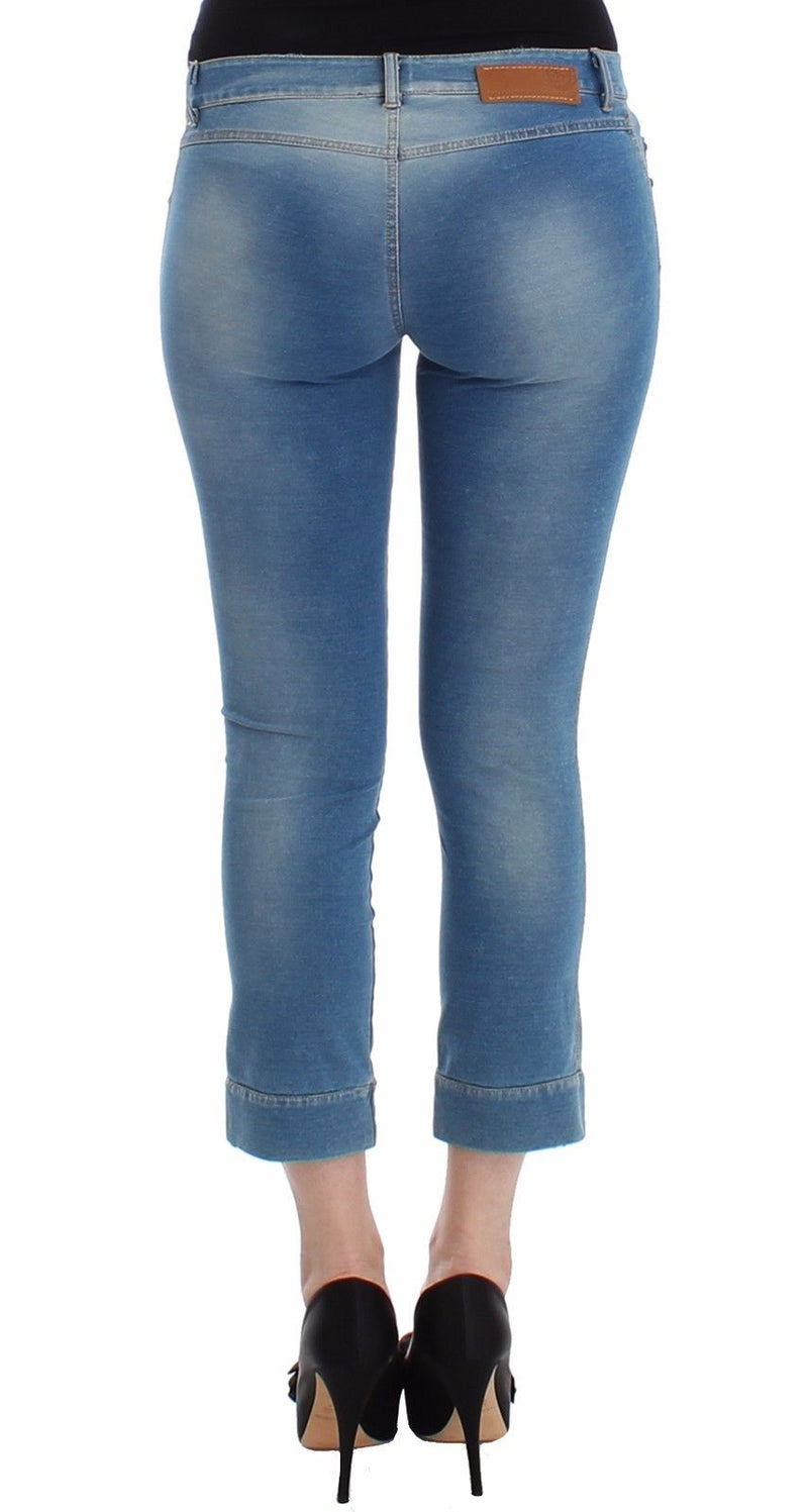 Beachwear Blue Jeans Capri Pants Cropped